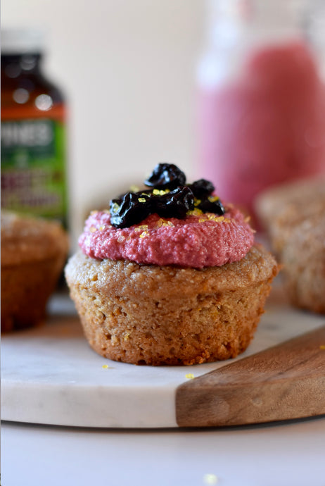 Lemon Cupcakes with Beet Icing